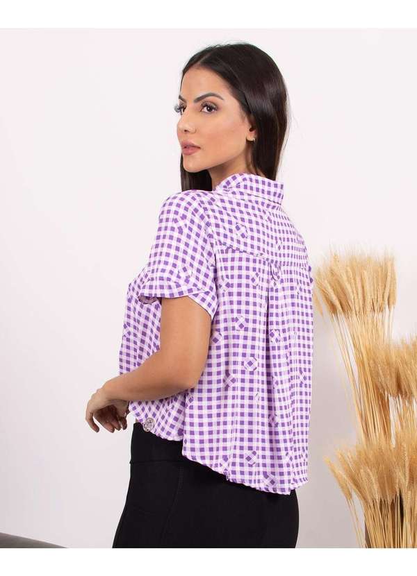 Miss Misses - Blusa Miss Misses Xadrez c/ Botoes Lilas Rosa 2
