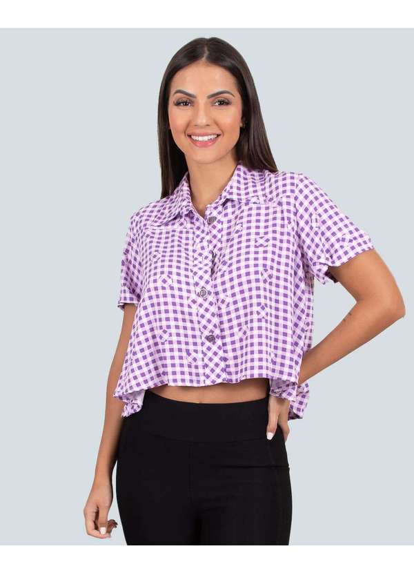 Miss Misses - Blusa Miss Misses Xadrez c/ Botoes Lilas Rosa 3