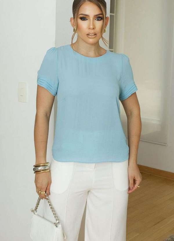 Miss Misses - Blusa Natacha Crepe com Pregas Azul