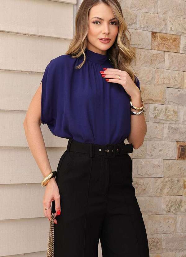 Miss Misses - Blusa Paola Crepe Azul