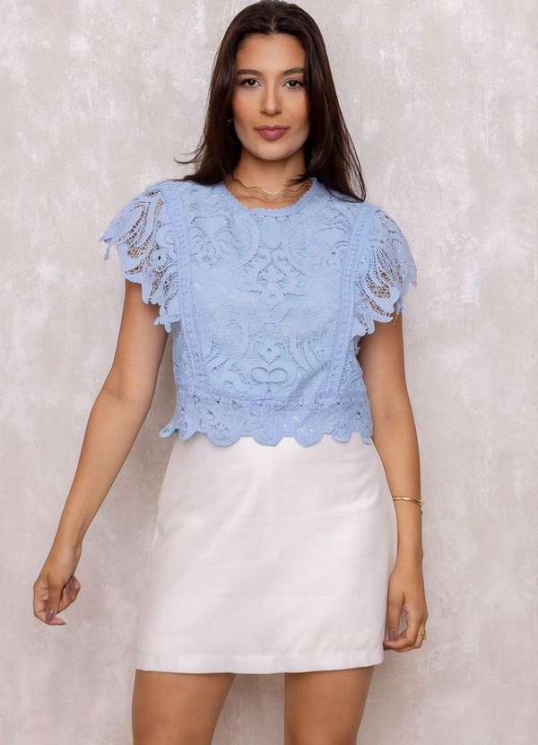 Dress Us - Blusa Rendada Olivia Azul