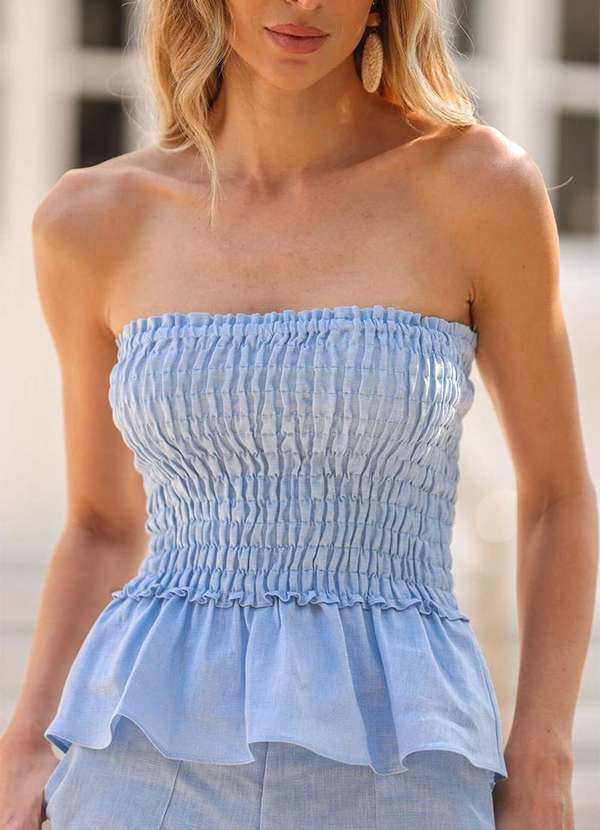 Degrant - Blusa Top Dot Clothing Pipa Lastex Azul 4