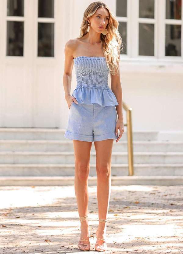 Degrant - Blusa Top Dot Clothing Pipa Lastex Azul 7