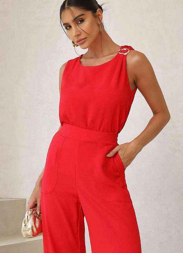 Miss Misses - Blusa Vanessa Detalhe Fivela Vermelho