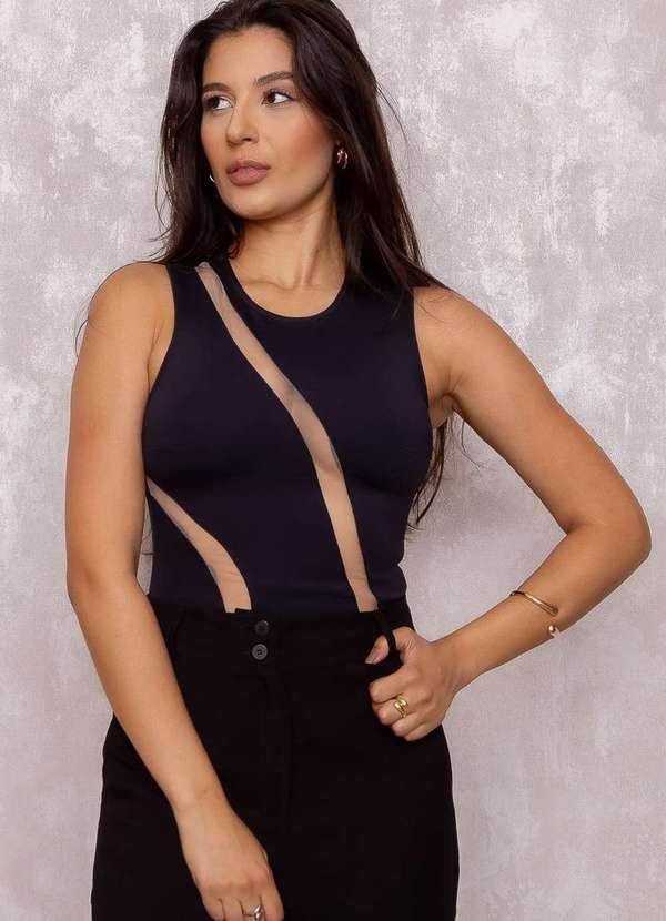 Limone - Body Limone com Detalhe Tule Preto 3