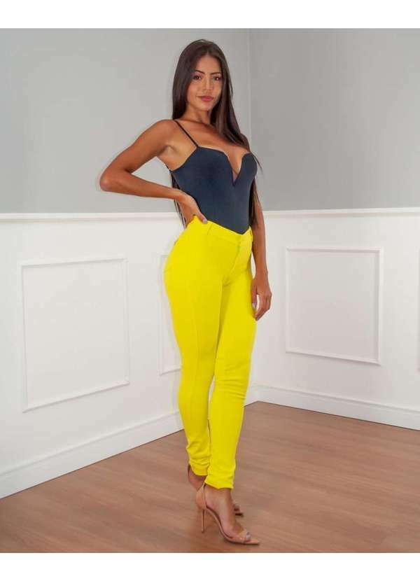 Miss Misses - Calca Miss Misses Skinni com Bolso Amarelo Amarelo
