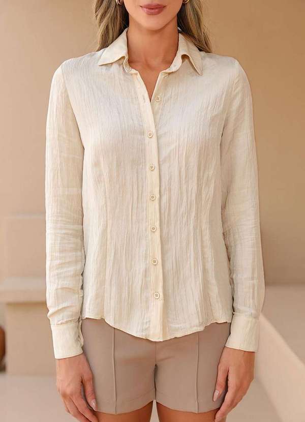 Dot Clothing - Camisa Dot Clothing Amassado Areia Bege 3