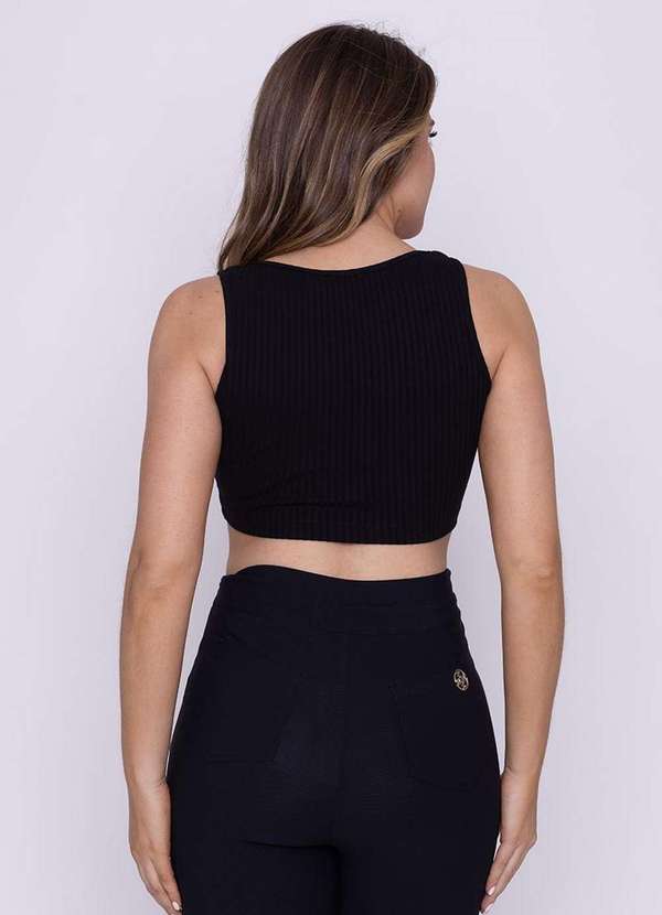 Limone - Cropped Limone Canelado Preto 2