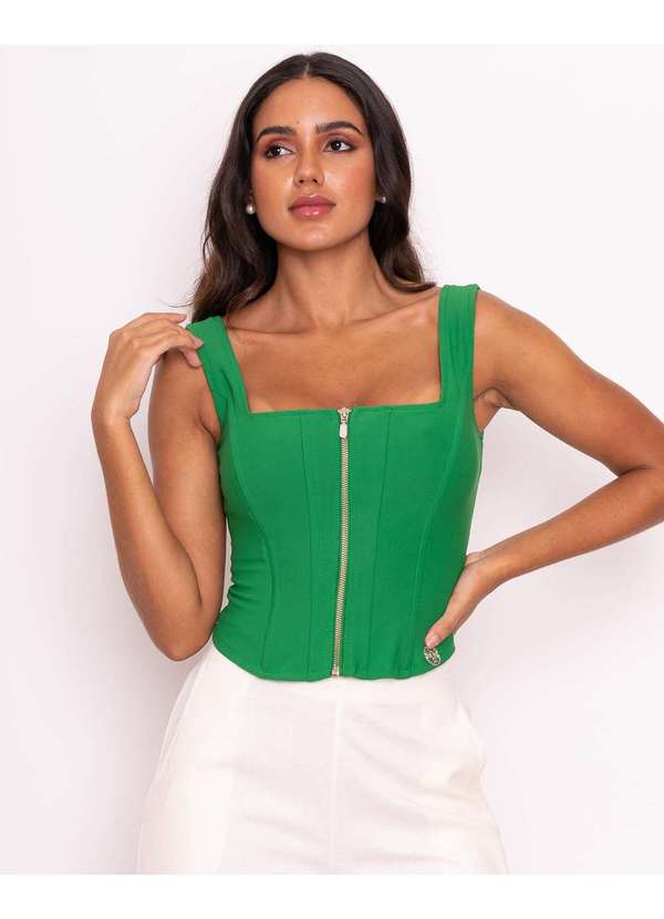 Cropped Miss Misses Com Ziper Com Barbatana Verde Verde Dress Us 