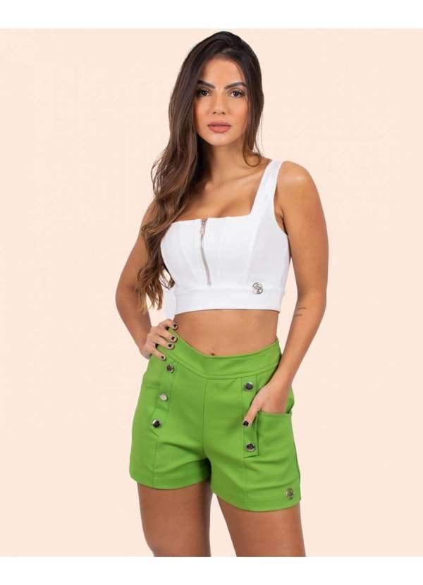 Miss Misses - Cropped Miss Misses Regata com Ziper Offwhite Branco