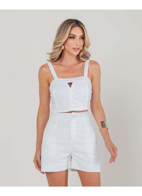 Miss Misses - Cropped Miss Misses Top com Alca Laise Branco Branco 1