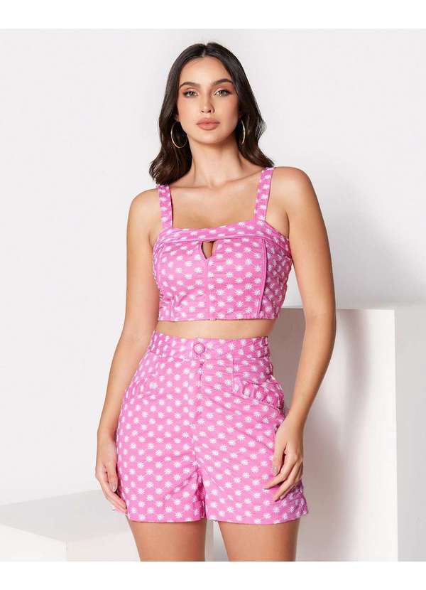 Miss Misses - Cropped Miss Misses Top com Alca Laise Rosa Rosa