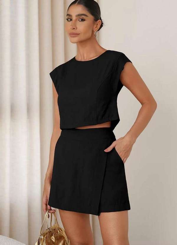 Miss Misses - Cropped Rosangela com Ziper nas Costas Preto