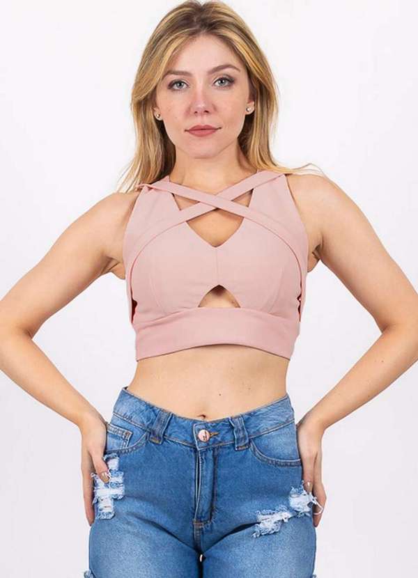 Siss - Cropped Siss Cruzado Frente Rosa
