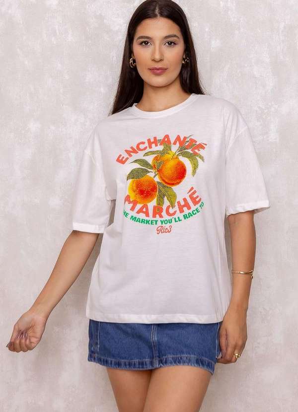 Dress Us - T-Shirt Estampada Echante Off White Branco