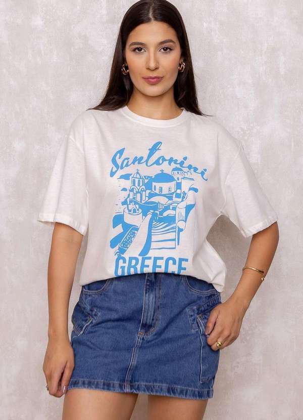 Dress Us - T-Shirt Estampada Santorini Branco 3