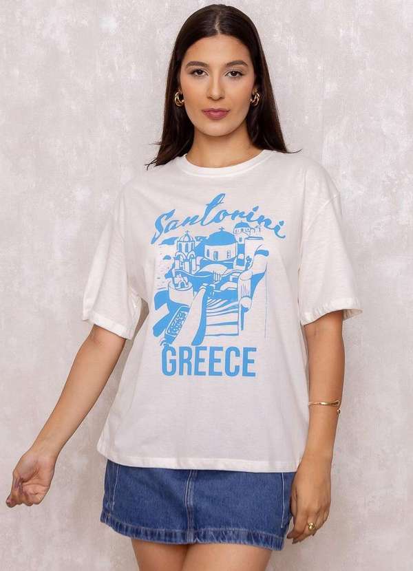Dress Us - T-Shirt Estampada Santorini Branco 4