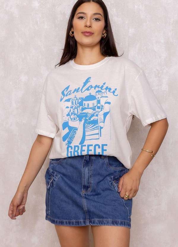 Dress Us - T-Shirt Estampada Santorini Branco 5