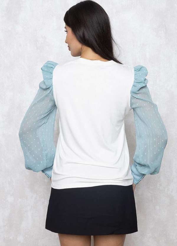 Limone - T-Shirt Limone Estampado Manga Princesa Longa Azul 2