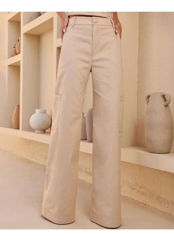 Dot Clothing - Calca Dot Clothing Jeans Pantalona Bege Bege