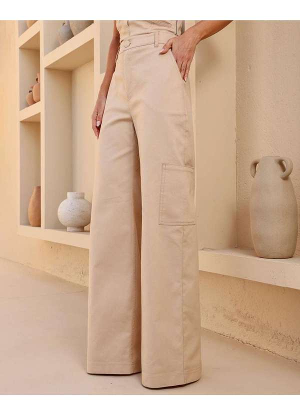 Dot Clothing - Calca Dot Clothing Jeans Pantalona Bege Bege 3