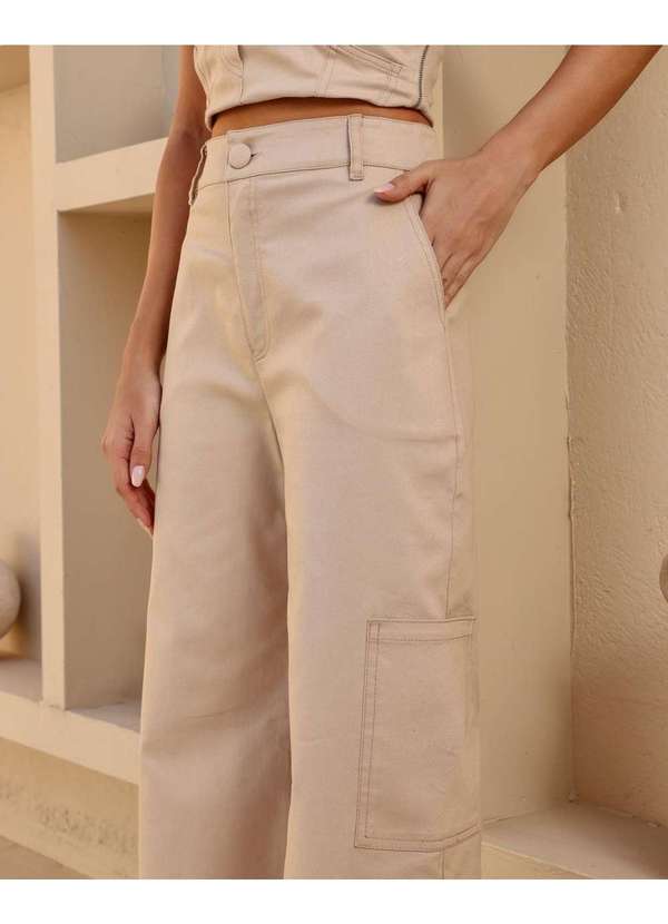 Dot Clothing - Calca Dot Clothing Jeans Pantalona Bege Bege 4