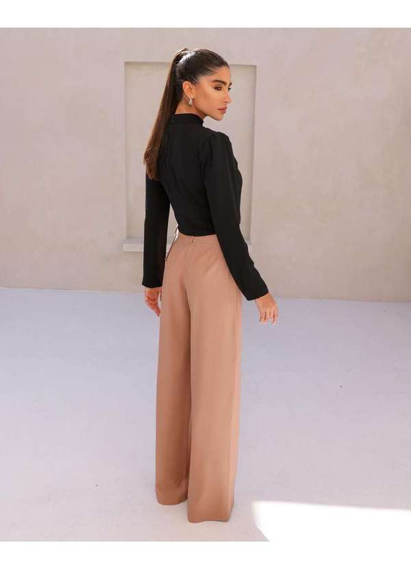 Dot Clothing - Calca Dot Clothing Pantalona Assimetrica Bege Bege 2