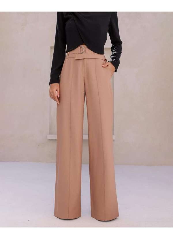 Dot Clothing - Calca Dot Clothing Pantalona Assimetrica Bege Bege 3