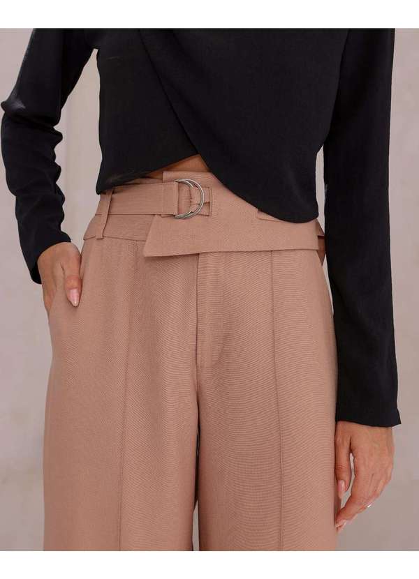 Dot Clothing - Calca Dot Clothing Pantalona Assimetrica Bege Bege 4