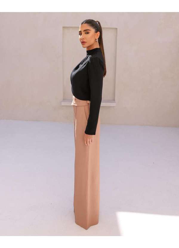 Dot Clothing - Calca Dot Clothing Pantalona Assimetrica Bege Bege 7