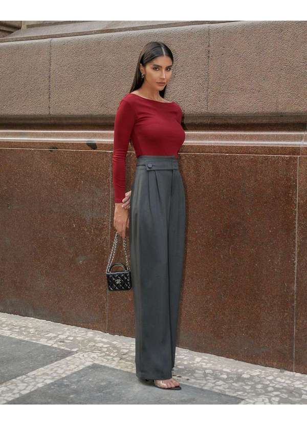 Dot Clothing - Calca Dot Clothing Pantalona Cinza 8