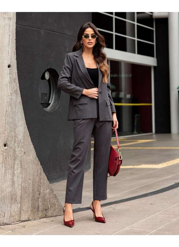 Dot Clothing - Calca Dot Clothing Risca de Giz Chumbo Cinza 5