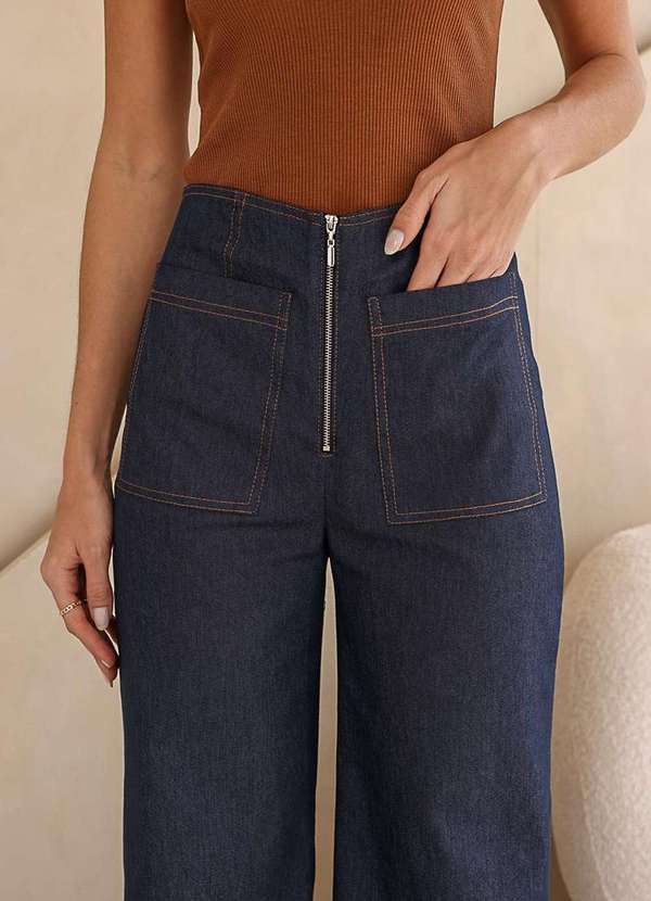 Dot Clothing - Calca Dot Clothing Sarja Pantalona Azul Azul 4