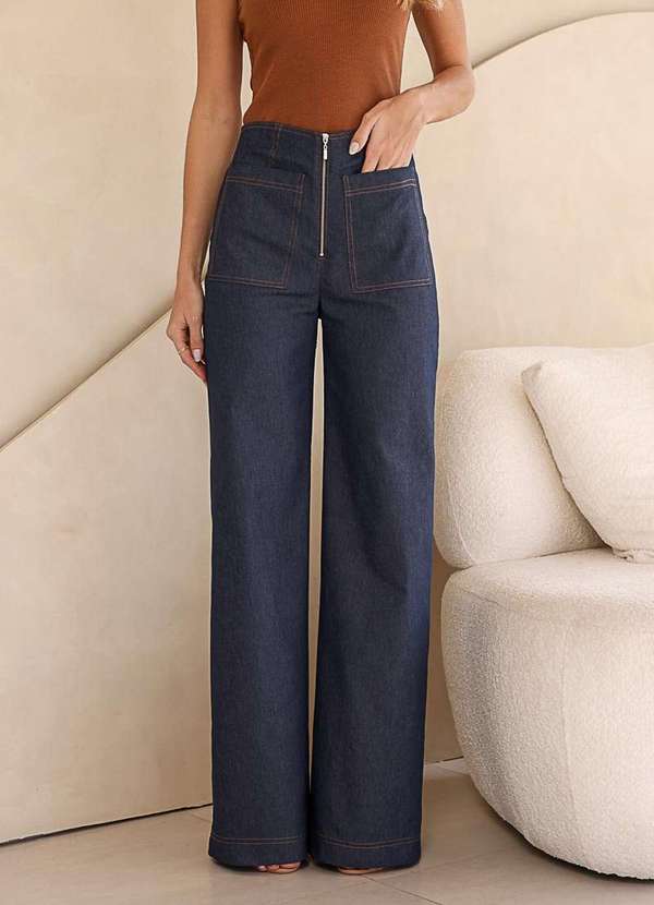 Dot Clothing - Calca Dot Clothing Sarja Pantalona Azul Azul 5