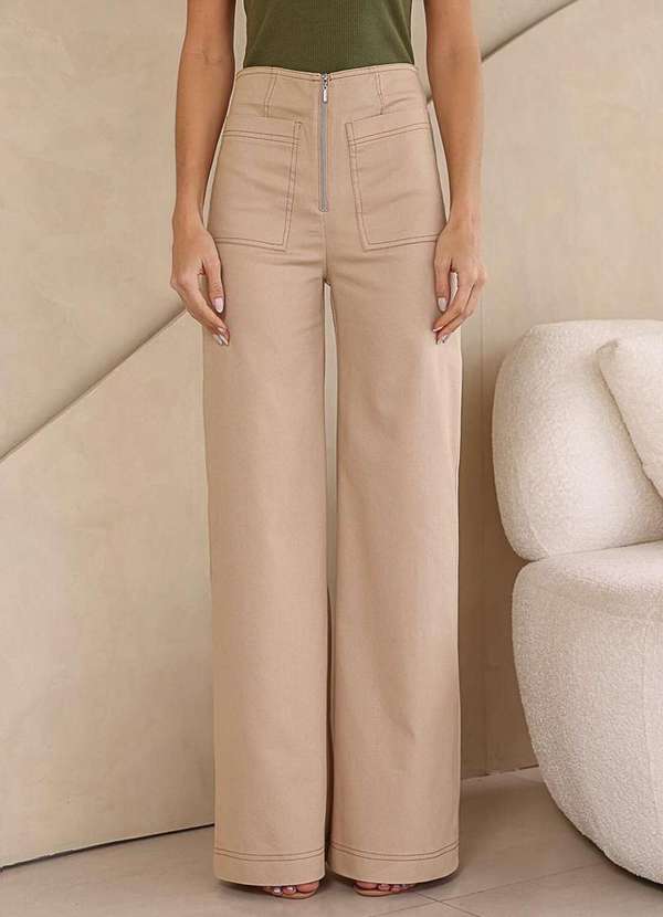 Dot Clothing - Calca Dot Clothing Sarja Pantalona Bege Bege 4