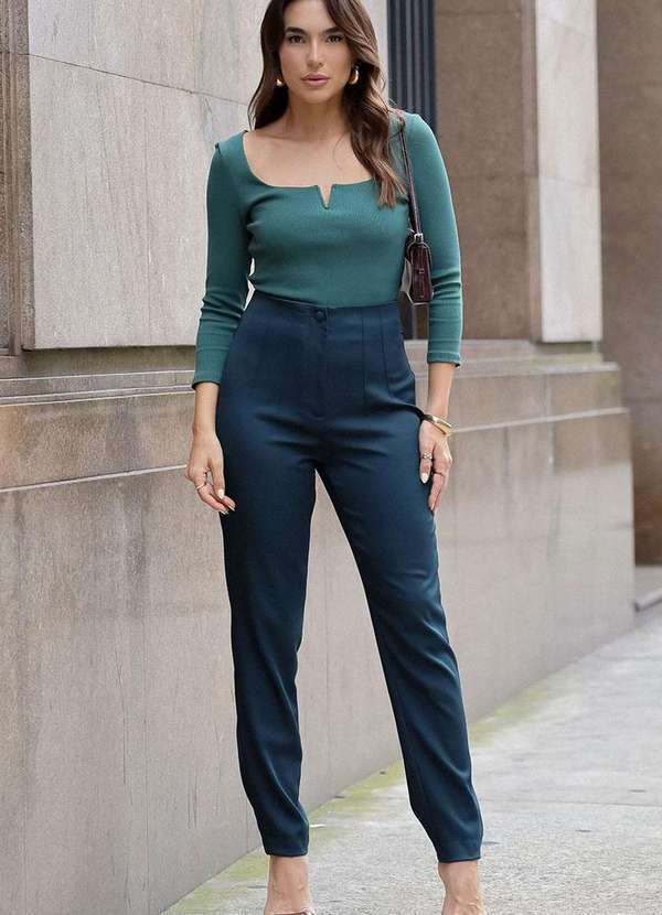 Miss Misses - Calca Gabi c/ Pregas e c/ Bolso Falso Verde