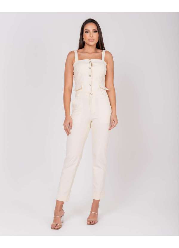 Miss Misses - Calca Miss Misses Alfaiataria com Bolsos Off White Branco