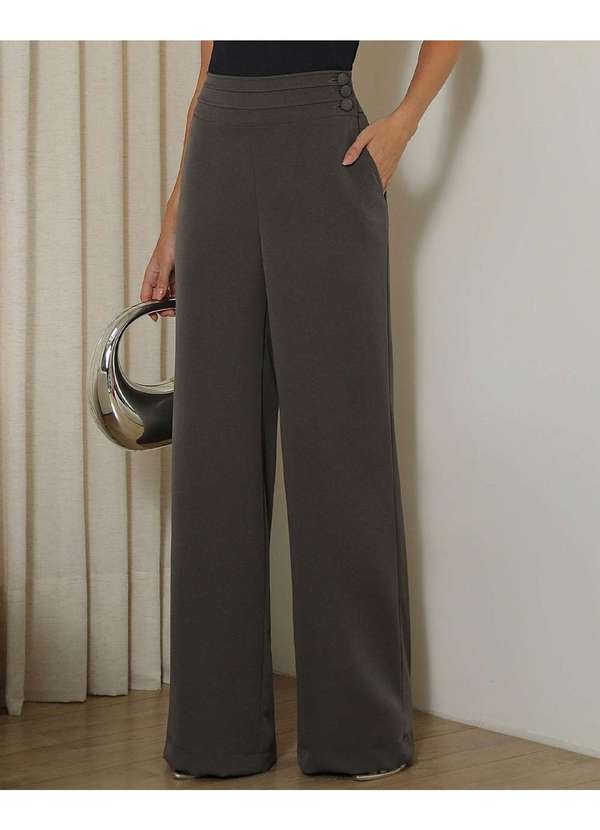 Miss Misses - Calca Miss Misses com Cos Largo com Botao Cinza 3