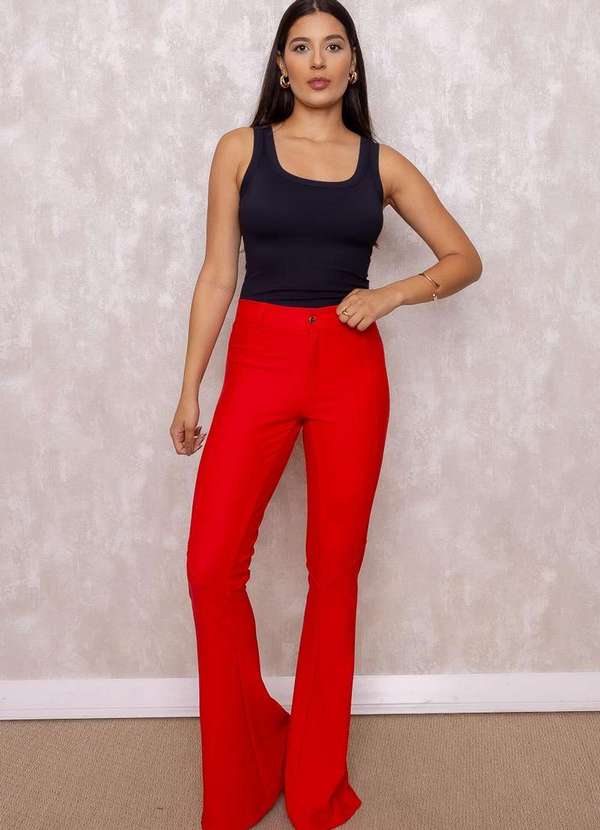 Miss Misses - Calca Miss Misses Flare com Recorte Vermelho