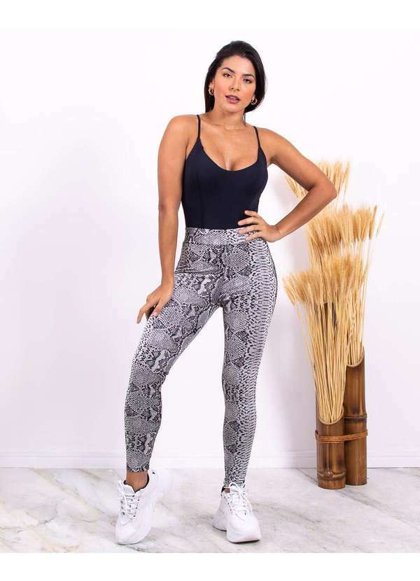 Miss Misses - Calca Miss Misses Legging com Animal Print Cinza Cinza