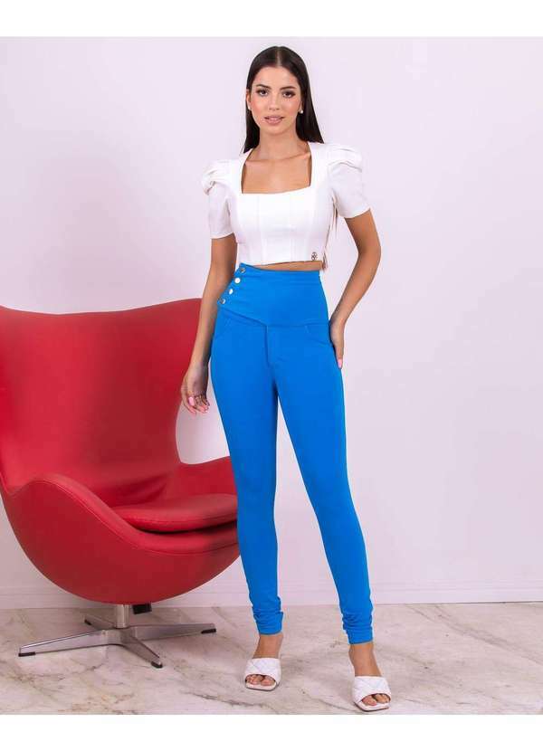 Miss Misses - Calca Miss Misses Lipo Skinny Cintura Alta Azul Azul