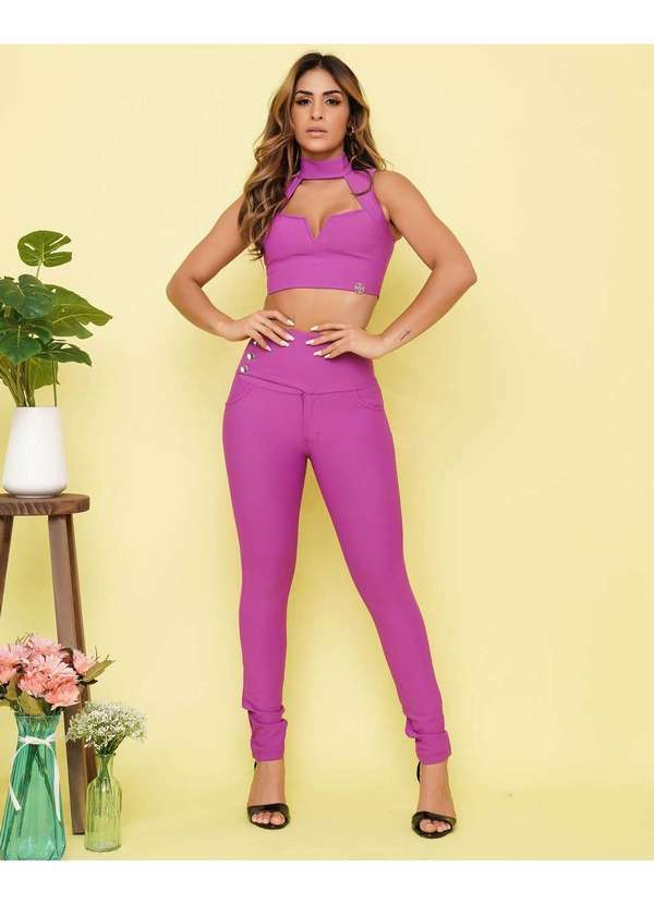 Miss Misses - Calca Miss Misses Lipo Skinny Cintura Alta Roxo Roxo