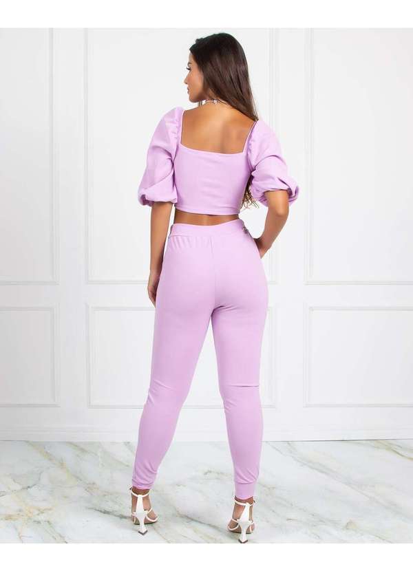 Miss Misses - Calca Miss Misses Malha Elegance com Bolsos Lilas Rosa 2