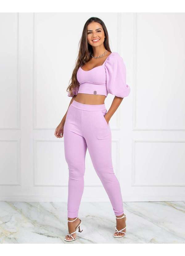 Miss Misses - Calca Miss Misses Malha Elegance com Bolsos Lilas Rosa 5