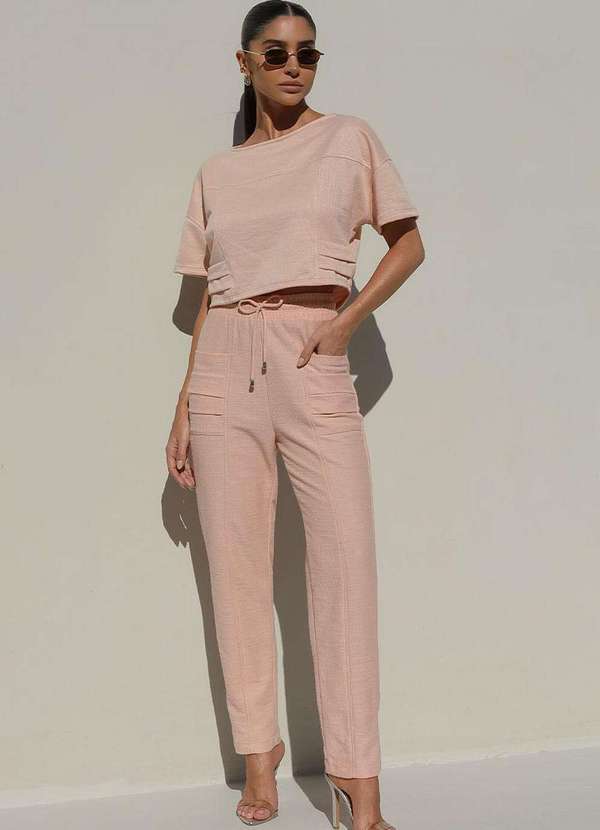 Miss Misses - Calca Miss Misses Moletinho com Bolso Rose Rosa