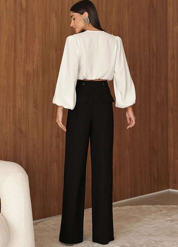 Dot Clothing - Calca Pantalona Dot Clothing Risca de Giz Preto 2