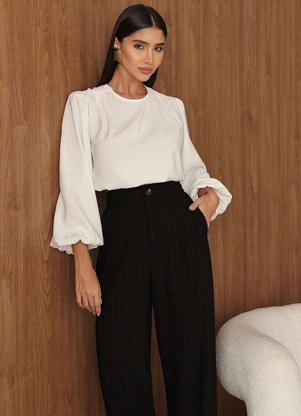 Dot Clothing - Calca Pantalona Dot Clothing Risca de Giz Preto 7