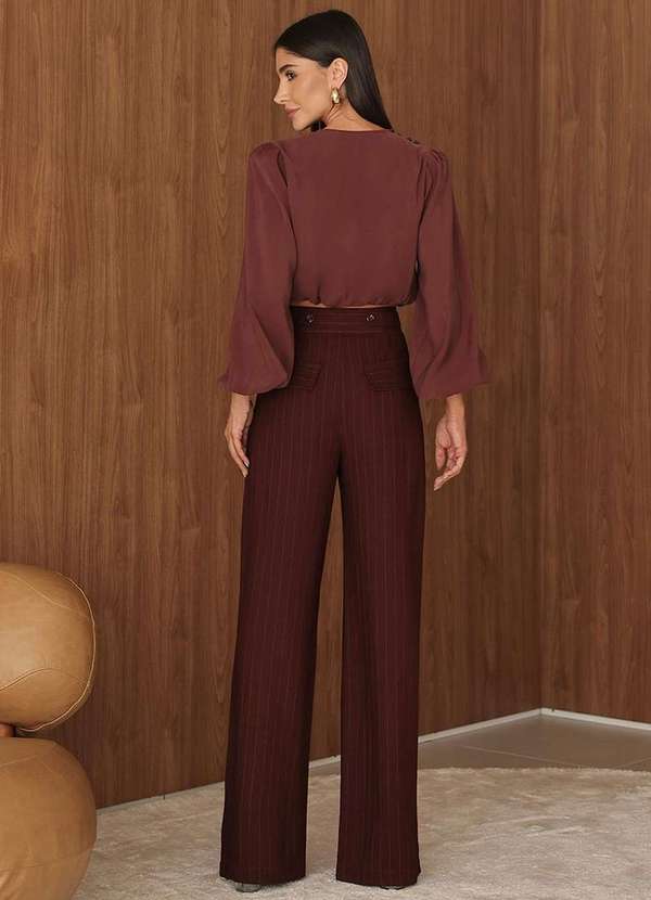 Dot Clothing - Calca Pantalona Dot Clothing Risca de Giz Marrom 2