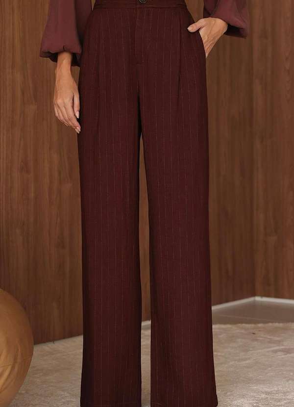 Dot Clothing - Calca Pantalona Dot Clothing Risca de Giz Marrom 4