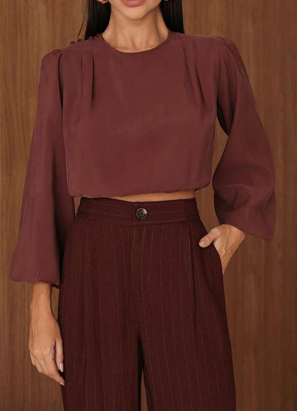 Dot Clothing - Calca Pantalona Dot Clothing Risca de Giz Marrom 5